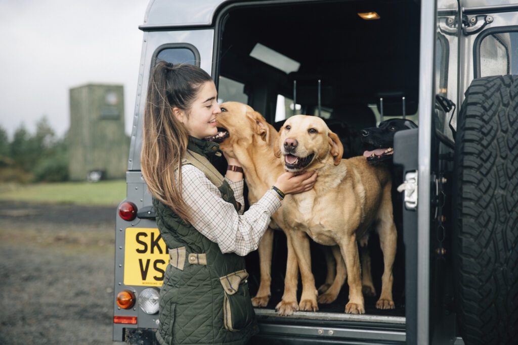 Iona McKechnie, Supervisor of the Kennels at Gleneagles with her dogs